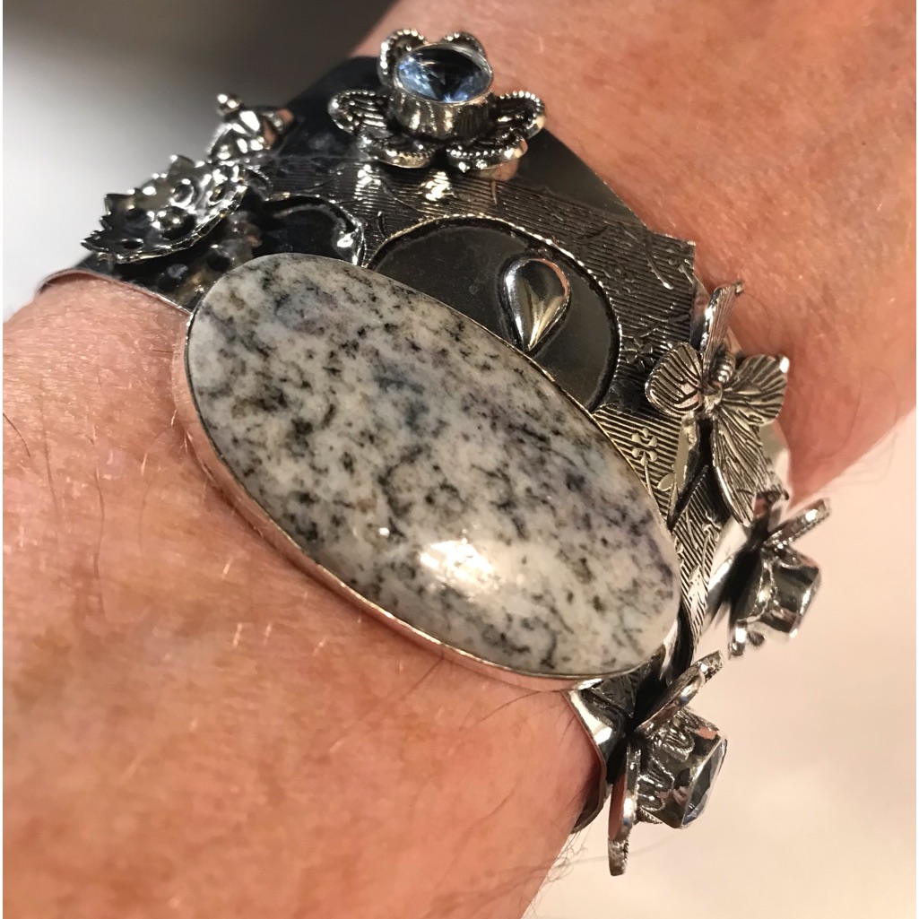K2 Jasper Blue Topaz 925 Sterling Silver Cuff Bracelet